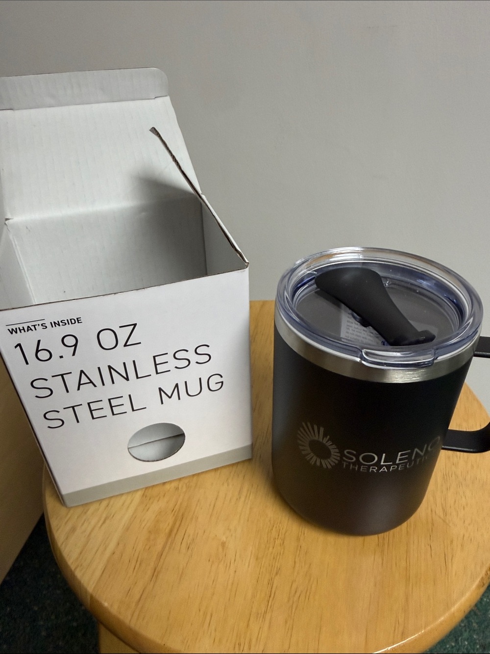 Camper Black Stainless Steel Insulated Mug with Clear Lid